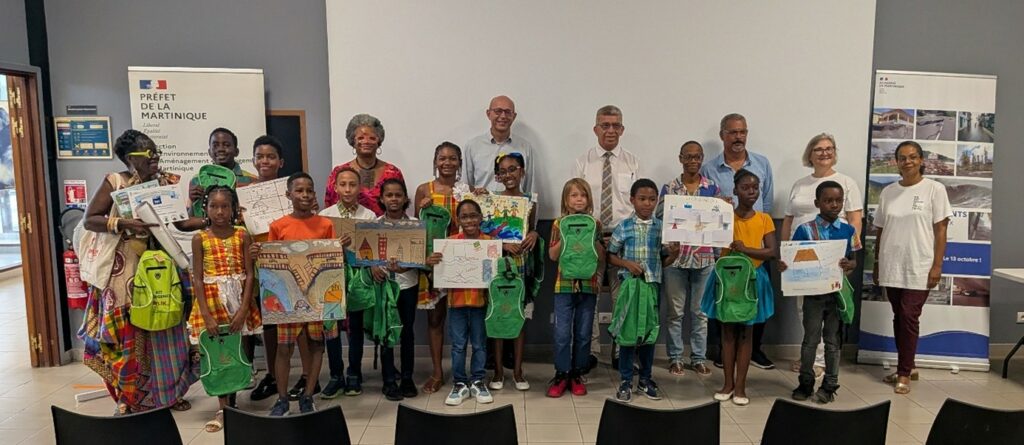 Mme Occolier Directrice Ecole Berteau Marie-Rose au Lorrain, Mme Roseaulin IEN du Marigot, Pierre-Emmanuel VOS directeur adjoint de la DEAL, David Ursulet sous-préfet de Saint-Pierre, M. Fargues directeur du CDST, Laura Baron DEAL, Sabrina Prud'homme Gateau DEAL